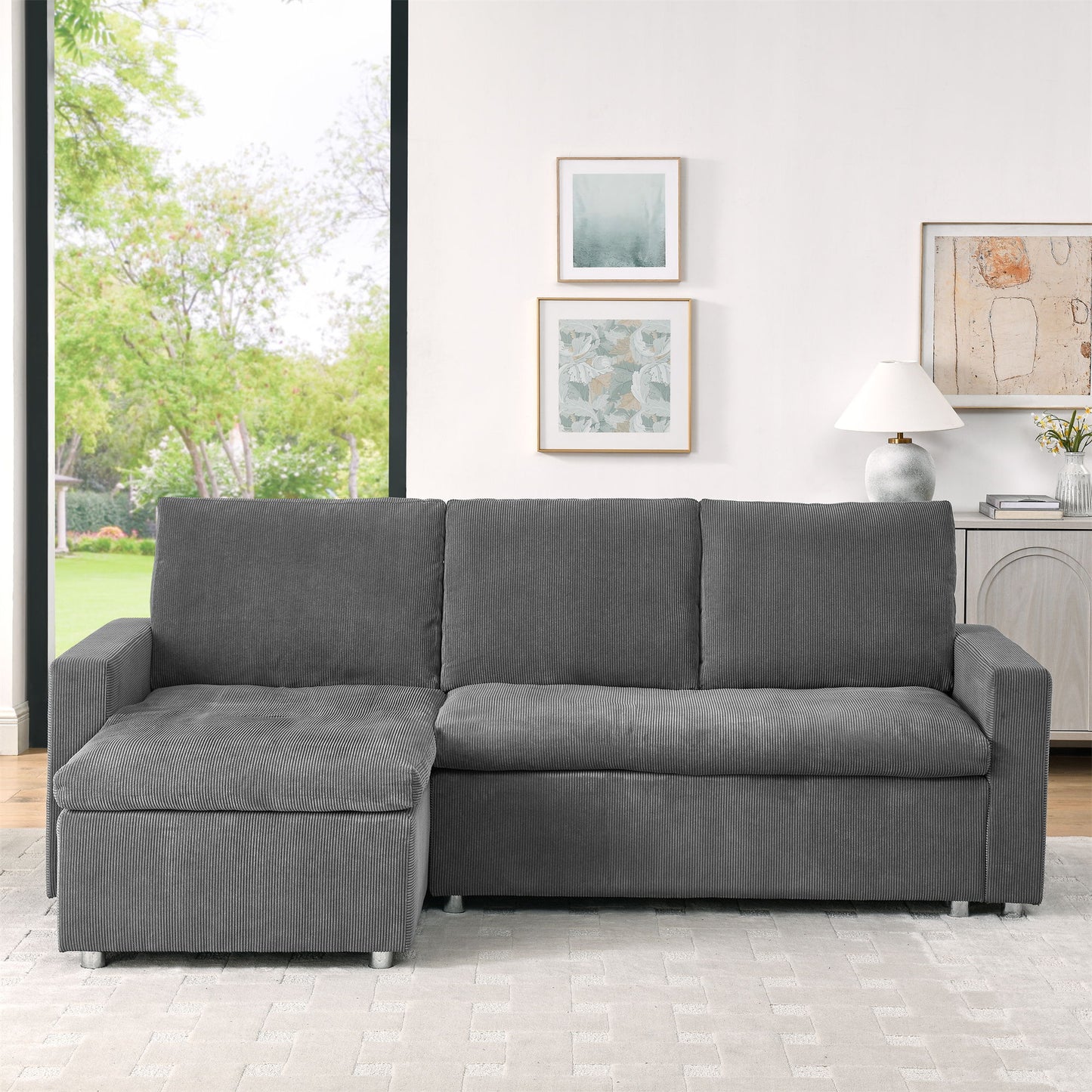 Convertible L Shaped Sleeper Sofa Bed With Reversible Chaise And Storage Home Essentials