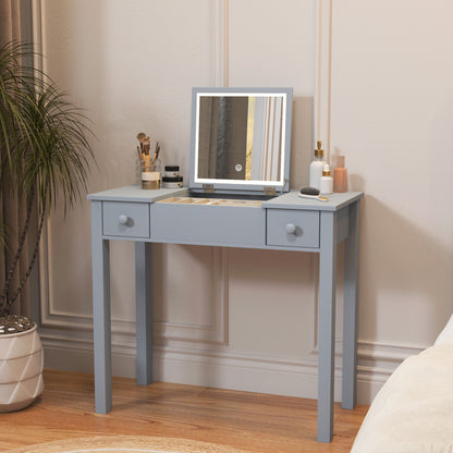 Vanity Table With LED Lights, Flip-Top Mirror And 2 Drawers, Jewelry Storage Home Essentials