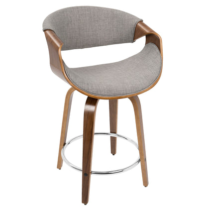 Curvini - Mid-Century Modern Fixed Height Counter Stool With Swivel (Set of 2) - Gray Lumi Source