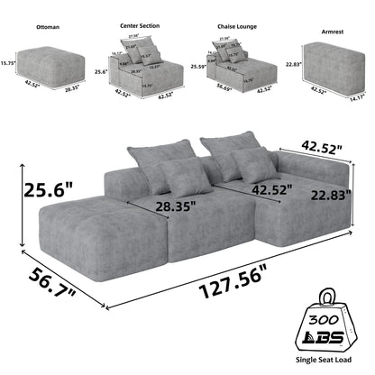 Modern Oversized Diy Combination Modular Sectional Sofa With Pillows Home Essentials