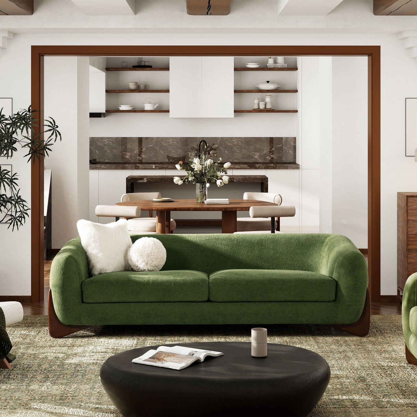 Alpine - Luxurious Upholstery Sherpa Sofa Jennifer Taylor Home