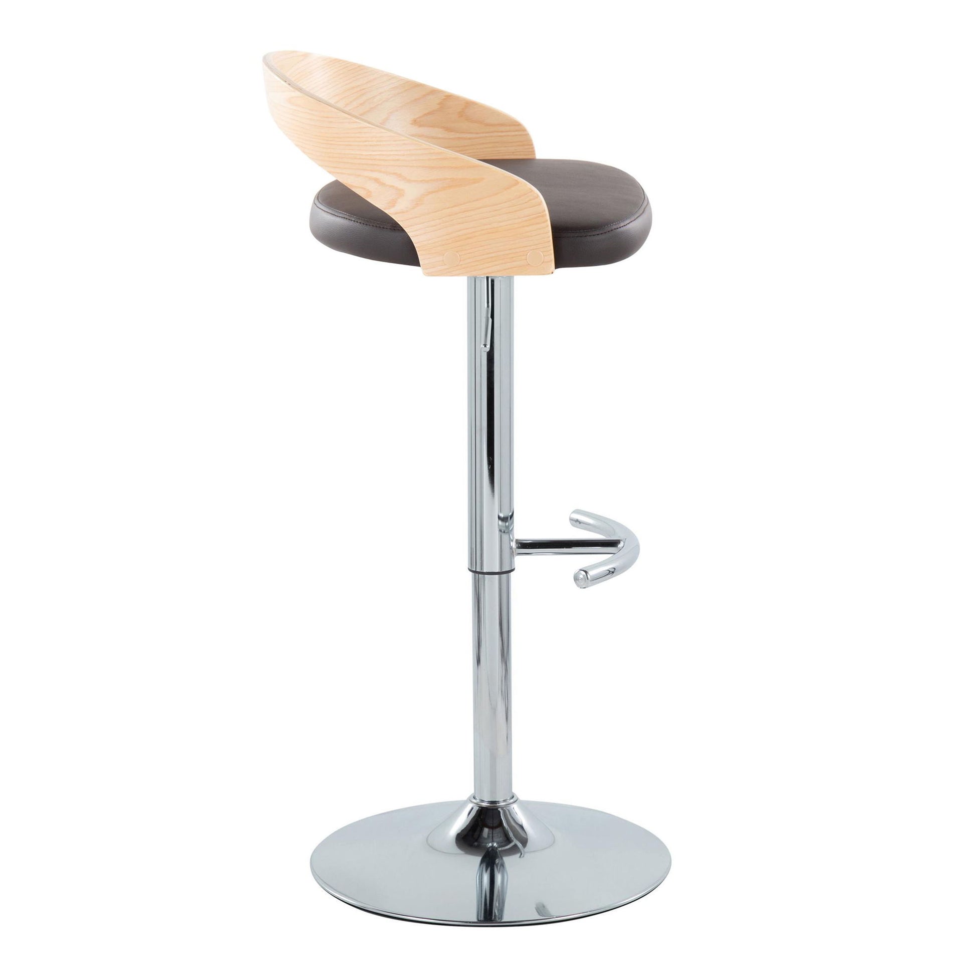 Grotto - Contemporary Adjustable Barstool, Swivel With Rounded T Footrest (Set of 2) Lumi Source