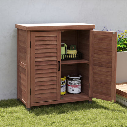 Potting Bench With Storage Cabinet And Metal Table Top For Outdoor Home Essentials