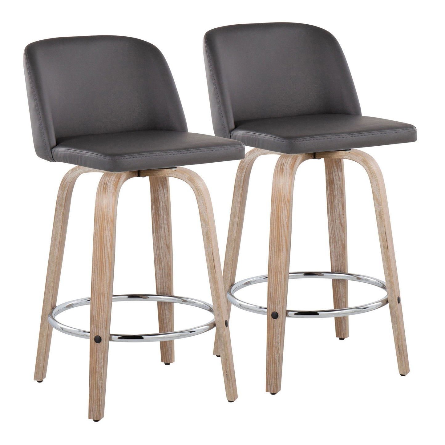 Toriano - Modern Design Fixed Height Counter Stool With Swivel With Round Footrest (Set of 2) Lumi Source
