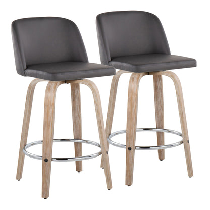 Toriano - Modern Design Fixed Height Counter Stool With Swivel With Round Footrest (Set of 2) Lumi Source