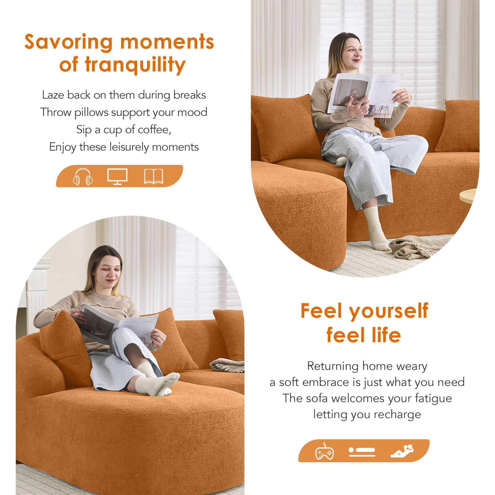 Combined Sofa With 4 Pillows Home Essentials