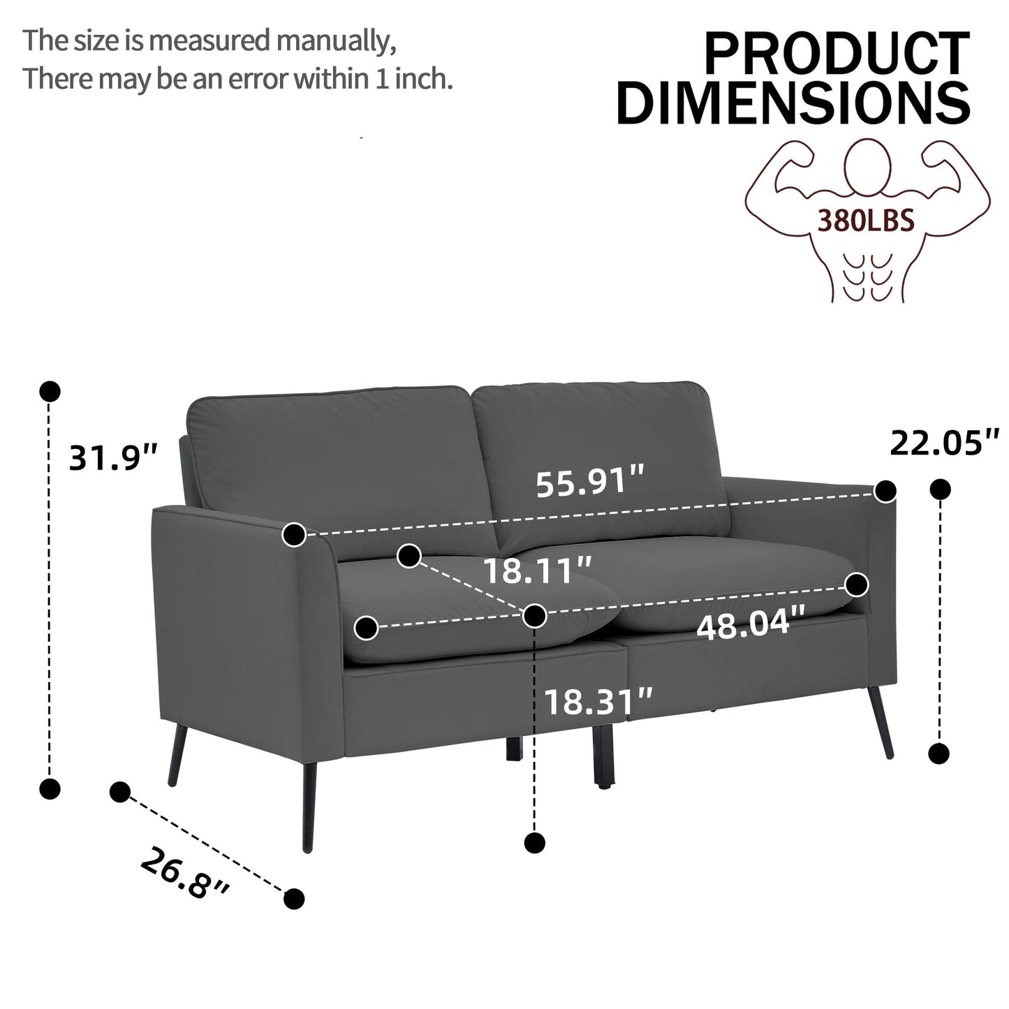 Upholstered Loveseat, For Living Room Home Essentials