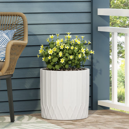 Planter With Subtle Pleated Design - Antique White Noble House
