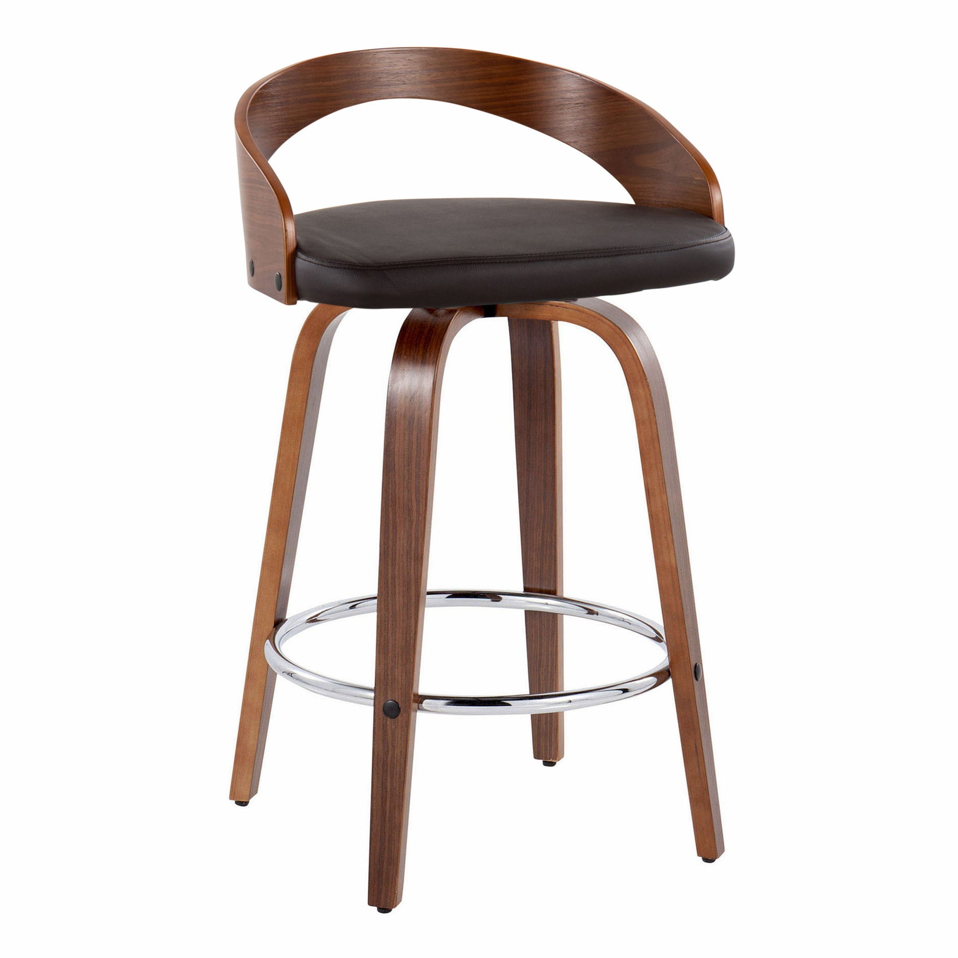 Grotto - Mid Century Modern Elegant Fixed Height Counter Stool With Swivel With Round Footrest (Set of 2) Lumi Source