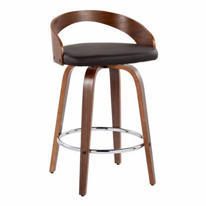 Grotto - Mid Century Modern Elegant Fixed Height Counter Stool With Swivel With Round Footrest (Set of 2) Lumi Source