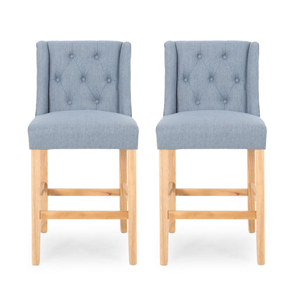 Vienna - Contemporary Fabric Tufted & Wingback Counter Stools (Set of 2) Noble House