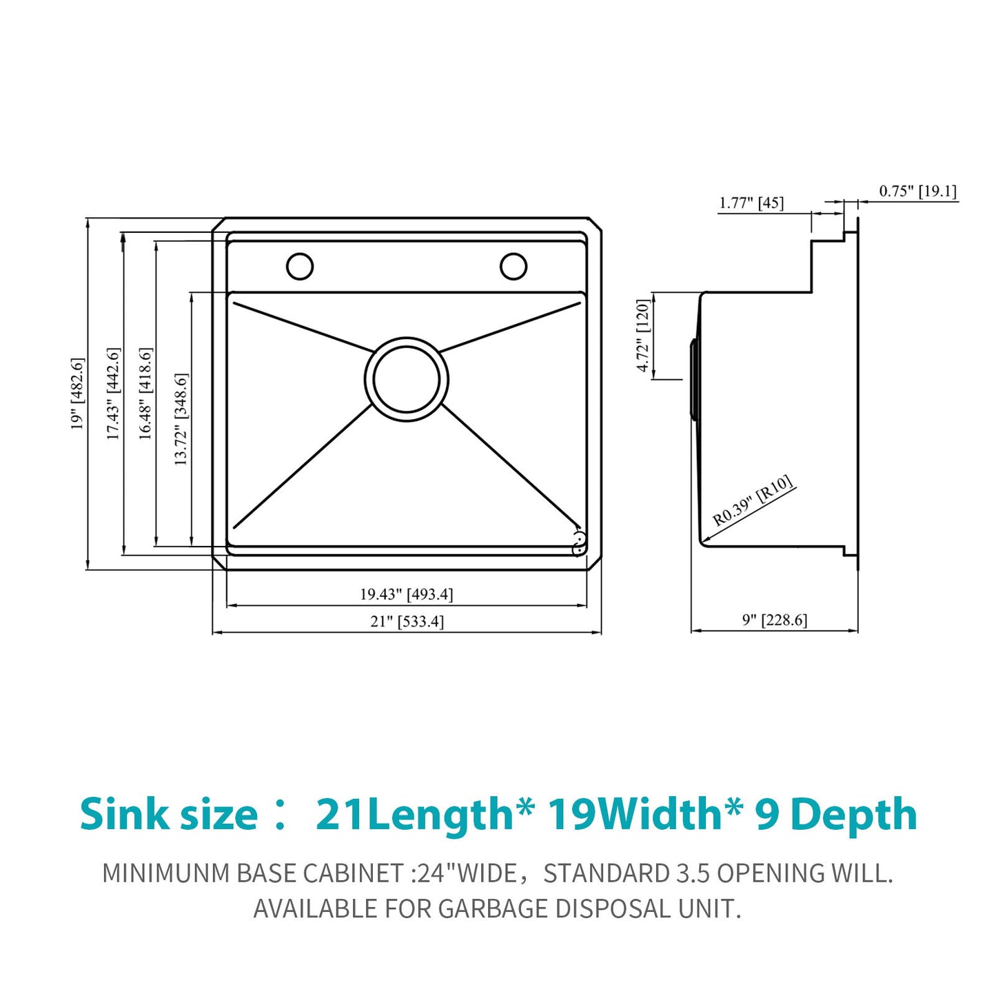 21" Undermount Kitchen Sink With Folding Faucet And Cutting Board Stainless Steel 16 Gauge Workstation - Brushed Nickel Daily Nest