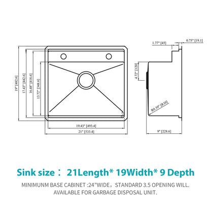 21" Undermount Kitchen Sink With Folding Faucet And Cutting Board Stainless Steel 16 Gauge Workstation - Brushed Nickel Daily Nest