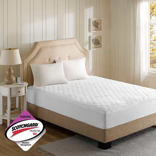 Heated Microfiber - California King Heated Mattress Pad With 3M Scotchgard - White Beautyrest