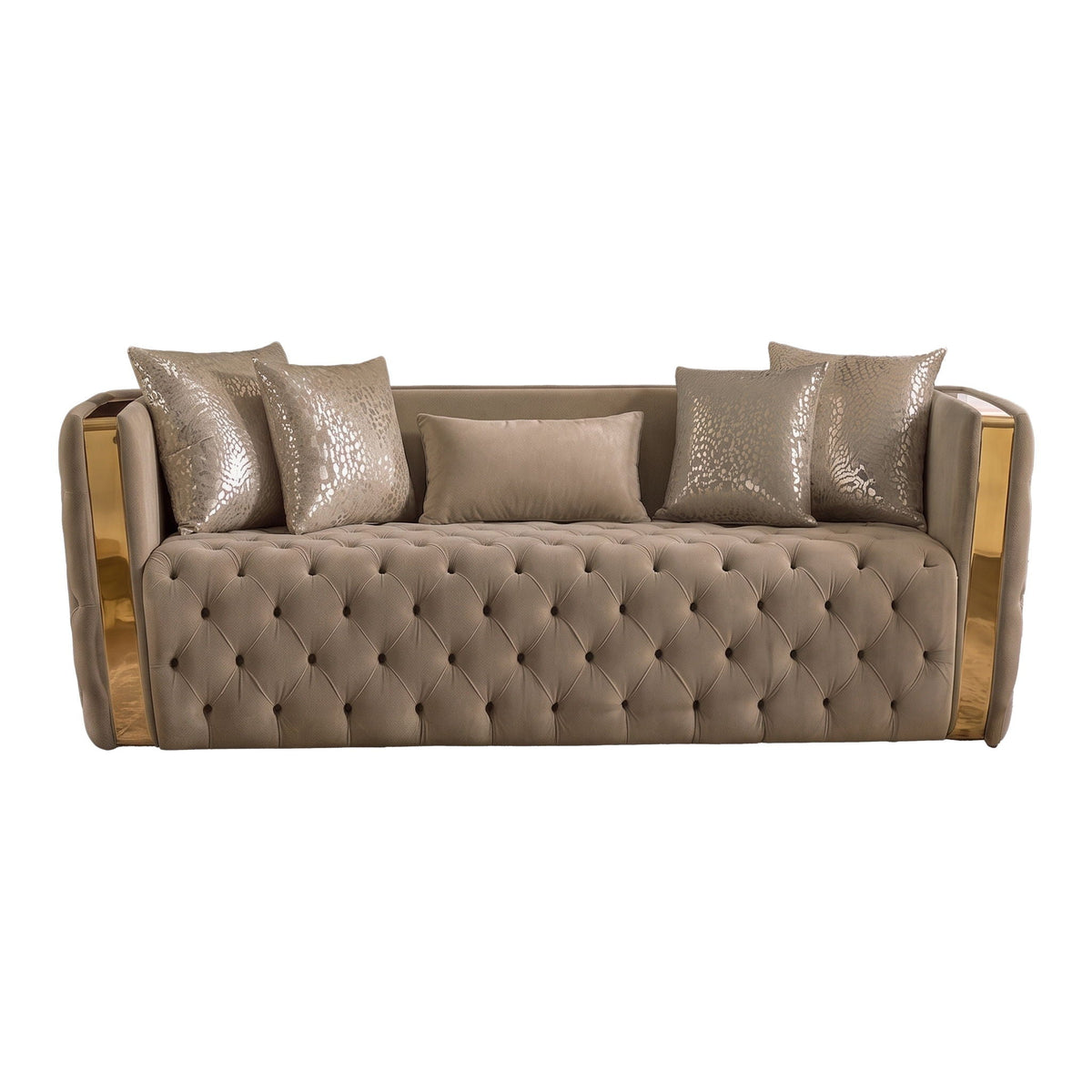 Naomi - Button Tufted Sofa - Taupe Matrix Furniture Group