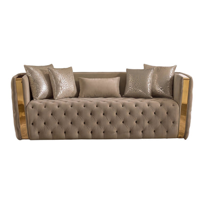 Naomi - Button Tufted Sofa - Taupe Matrix Furniture Group