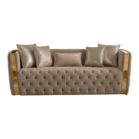 Naomi - Button Tufted Sofa - Taupe Matrix Furniture Group
