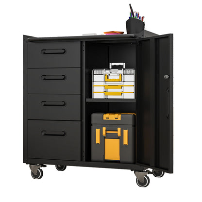Sturdy Metal Tool Storage Cabinet With Wheels Durable Garage, Office & Home Organizer Steel Daily Nest