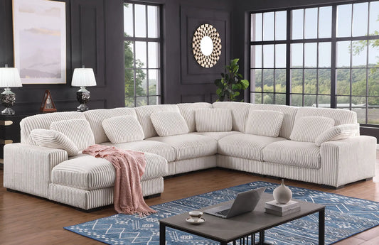 Nadine - Corduroy Modular Corner Sectional Sofa With Left Facing Chaise Lilola Home
