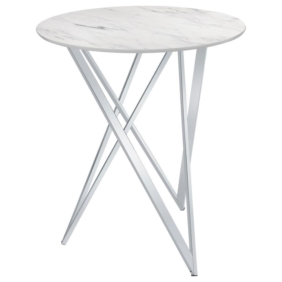 Bexter - Round Faux Marble Bistro Bar Table - Chrome CoasterEveryday