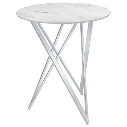 Bexter - Round Faux Marble Bistro Bar Table - Chrome CoasterEveryday