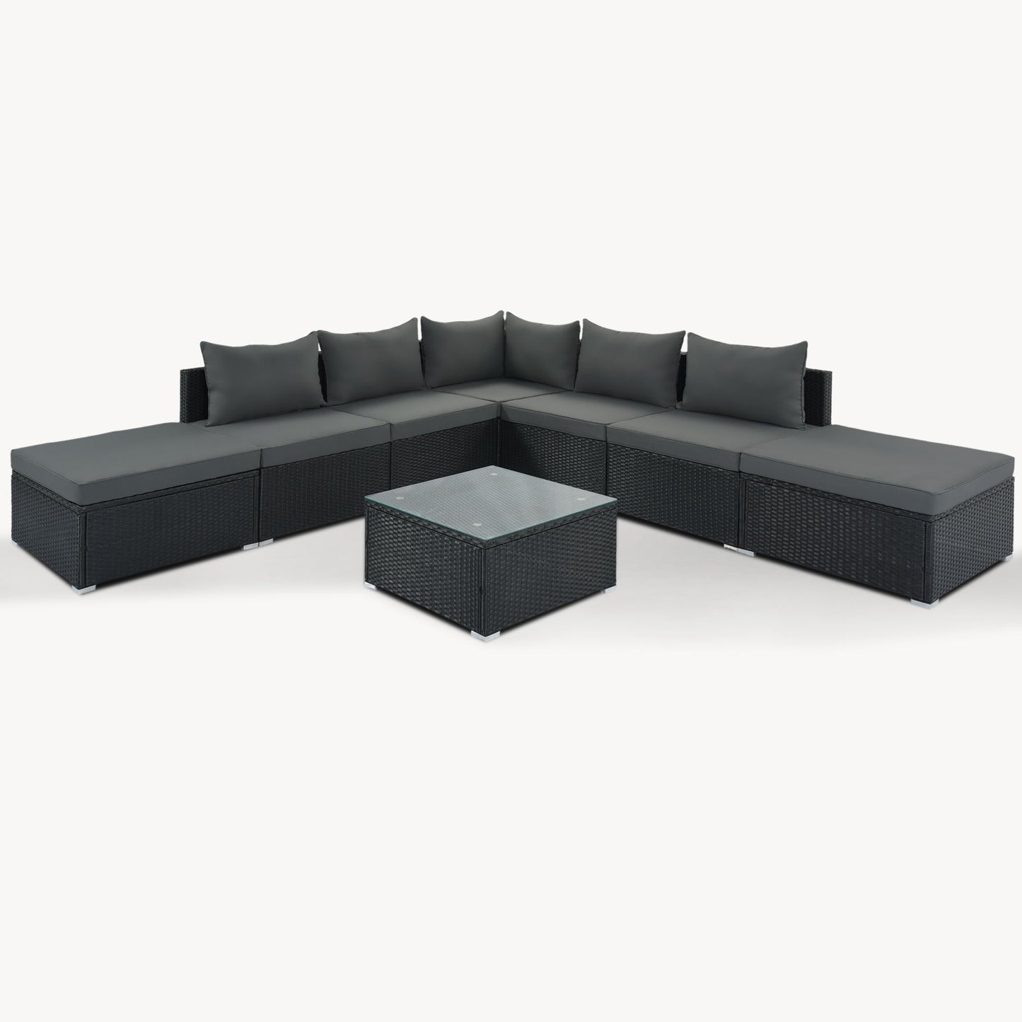 8 Pieces Outdoor Patio Furniture Conversation Wicker Sofa Set Hearth and Haven