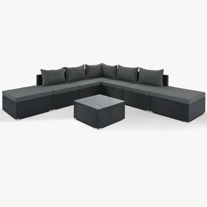 8 Pieces Outdoor Patio Furniture Conversation Wicker Sofa Set Hearth and Haven