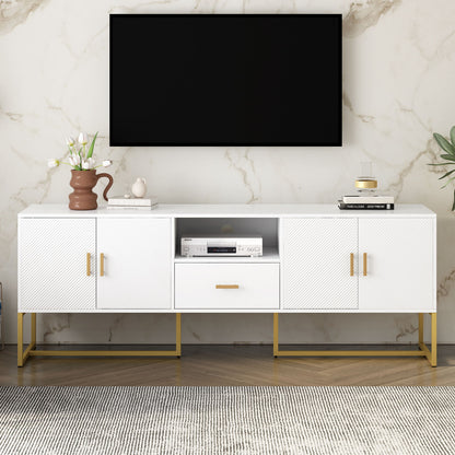 TV Cabinet With 1 Drawer, 2 Cabinets, Handles And Anti-Tip Device Hearth and Haven