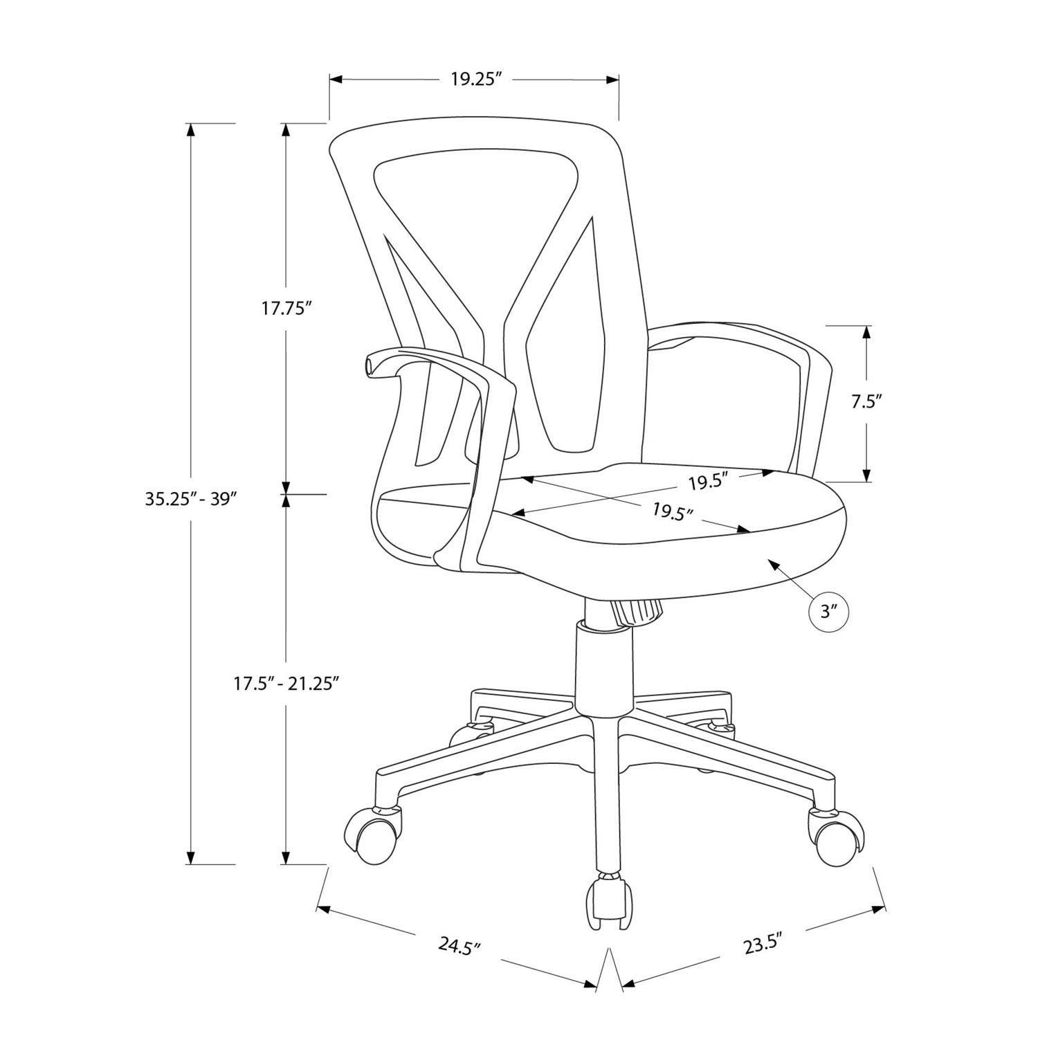 Office Chair With Adjustable Height, Swivel - Black 8th Street