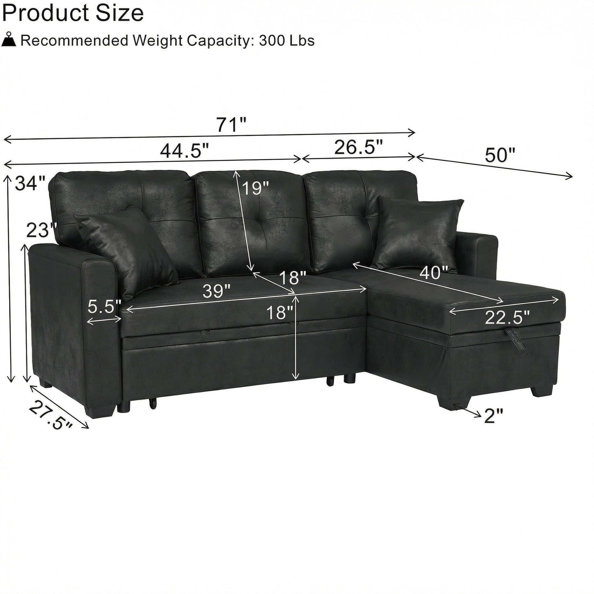 Sectional Sofa With Pull Out Bed, Reversible Chaise Home Essentials