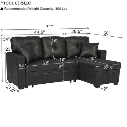 Sectional Sofa With Pull Out Bed, Reversible Chaise Home Essentials