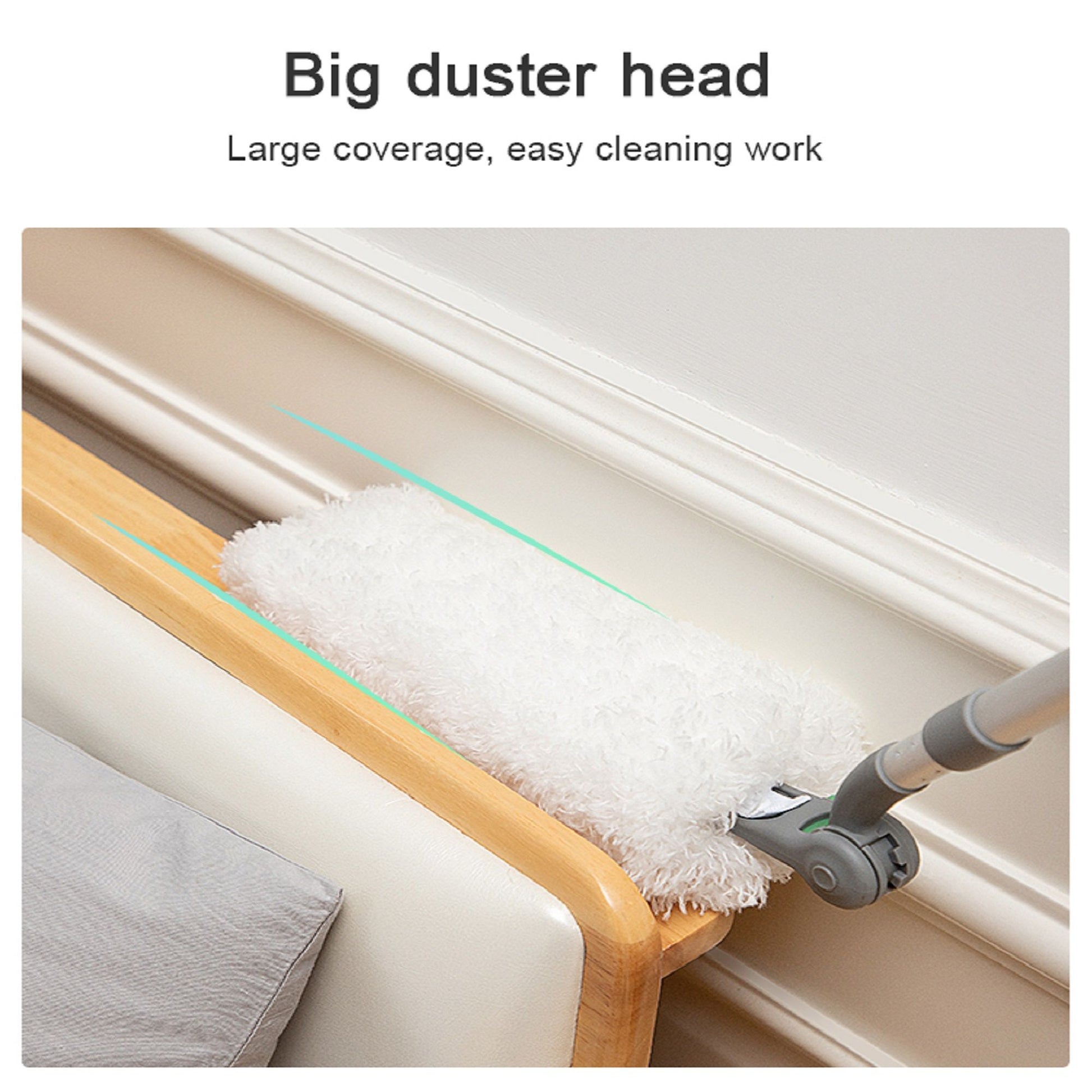 Long Handle Duster With Extension Bar, Home Dust Collector - White Daily Nest