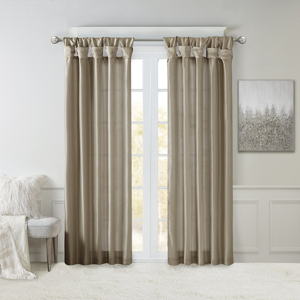 Emilia - 108" Twist Tab Lined Window Curtain - Pewter