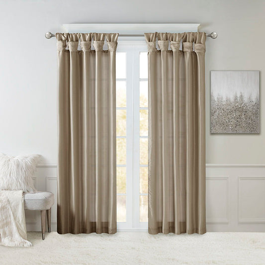 Emilia - Twist Tab Lined Window Curtain - Pewter