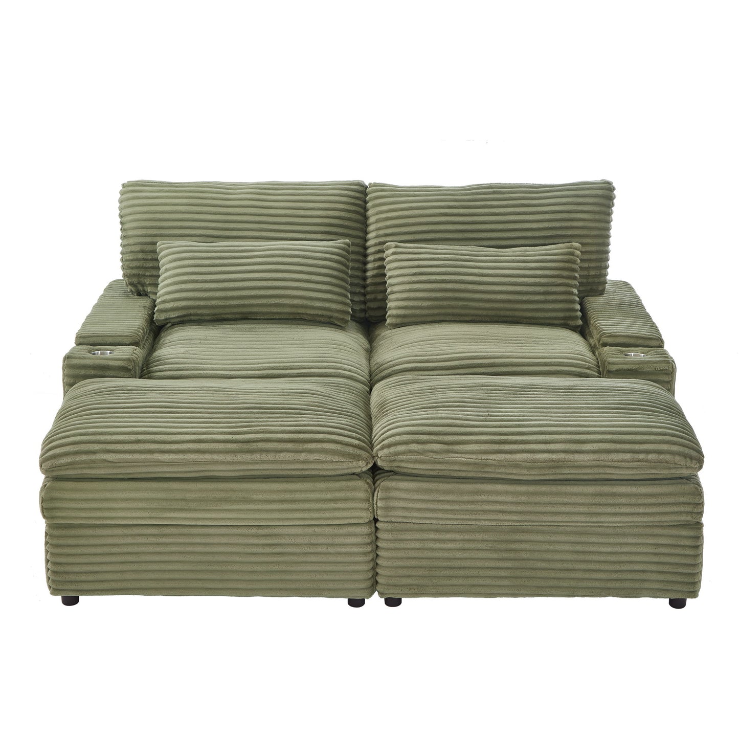 Convertible Loveseat Sofa With Storage, USB Ports, Cup Holders Hearth and Haven