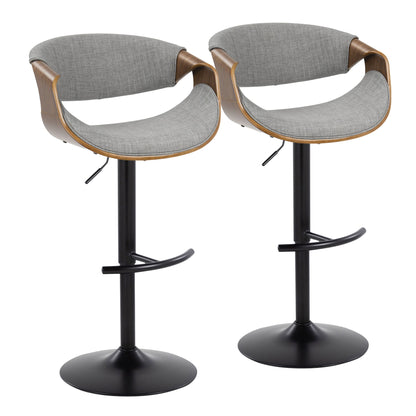 Curvo - Mid Century Modern Adjustable Barstool With Swivel & Rounded T Footrest (Set of 2) Lumi Source
