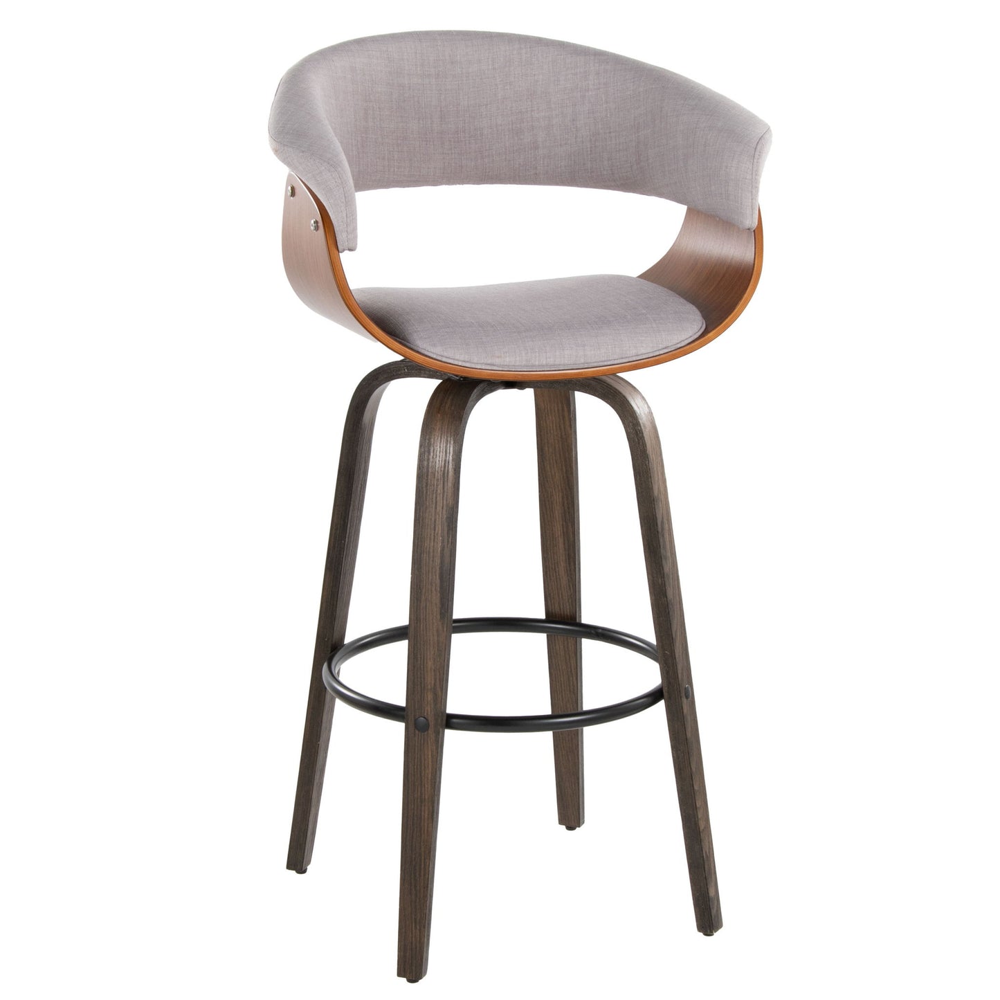 Vintage Mod - Mid Century Modern Fixed Height Barstool With Swivel & Round Footrest (Set of 2) Lumi Source