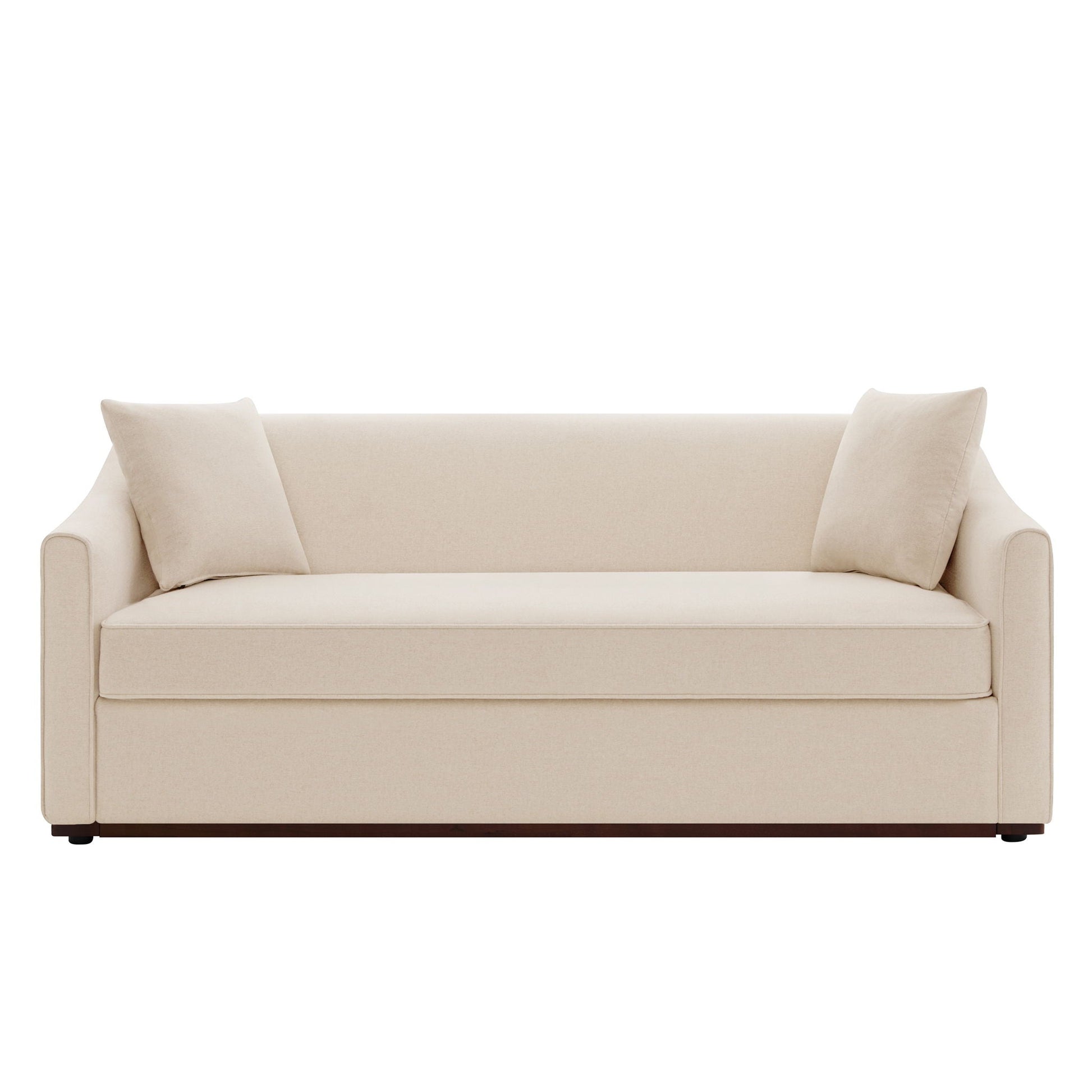 3 Seater Sofa With Wrap Around Armrests And Throw Pillows, For Living Room - Oatmeal Noble House