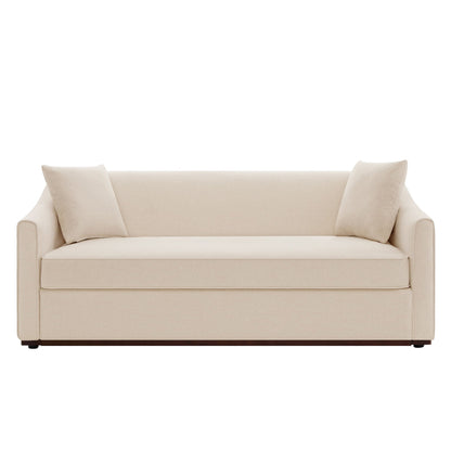 3 Seater Sofa With Wrap Around Armrests And Throw Pillows, For Living Room - Oatmeal Noble House