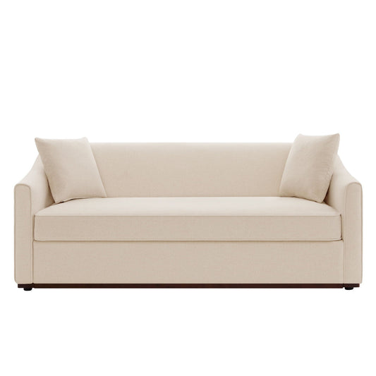3 Seater Sofa With Wrap Around Armrests And Throw Pillows, For Living Room - Oatmeal Noble House