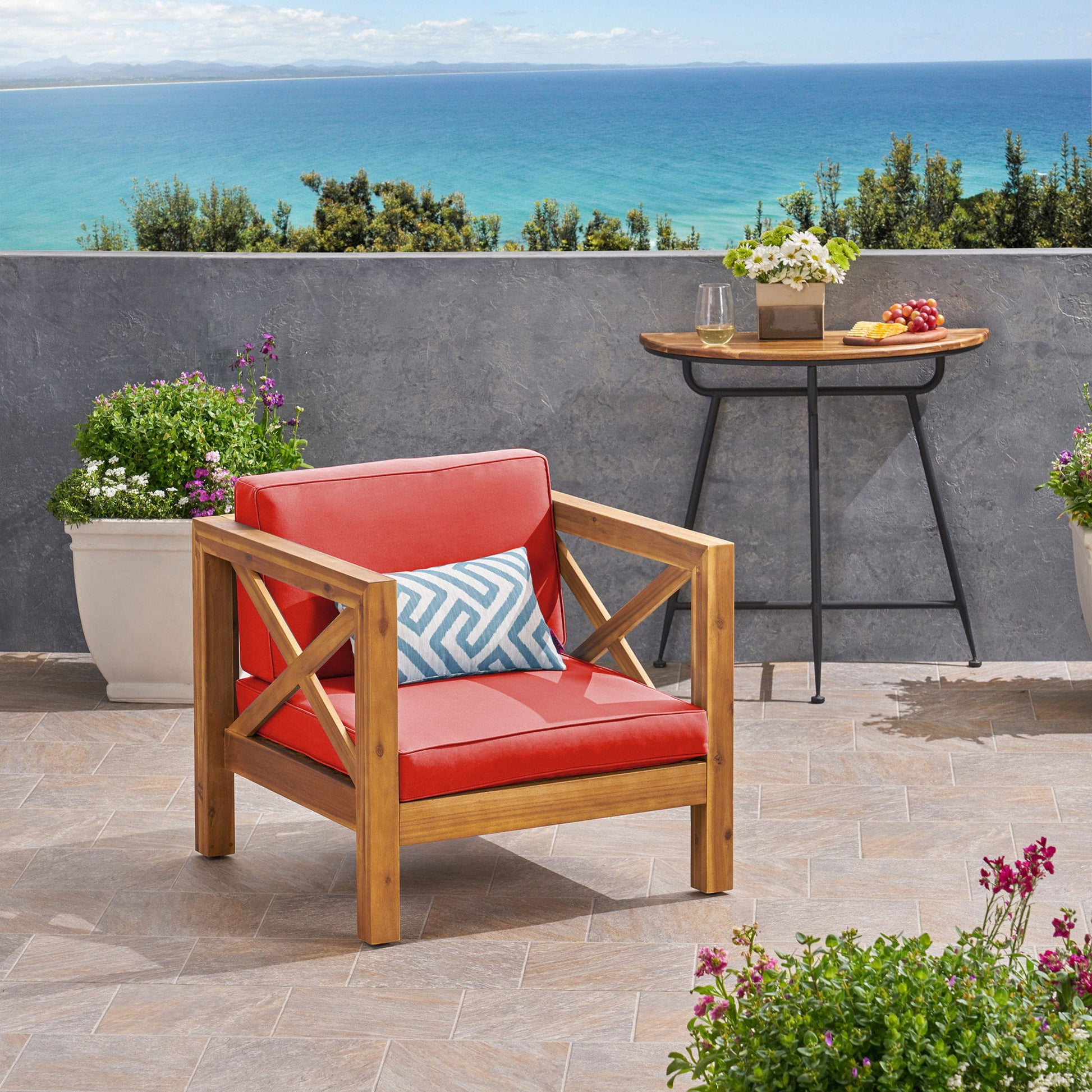 Brava - Mid - Century Modern Club Chair With Water Resistant Cushions Noble House