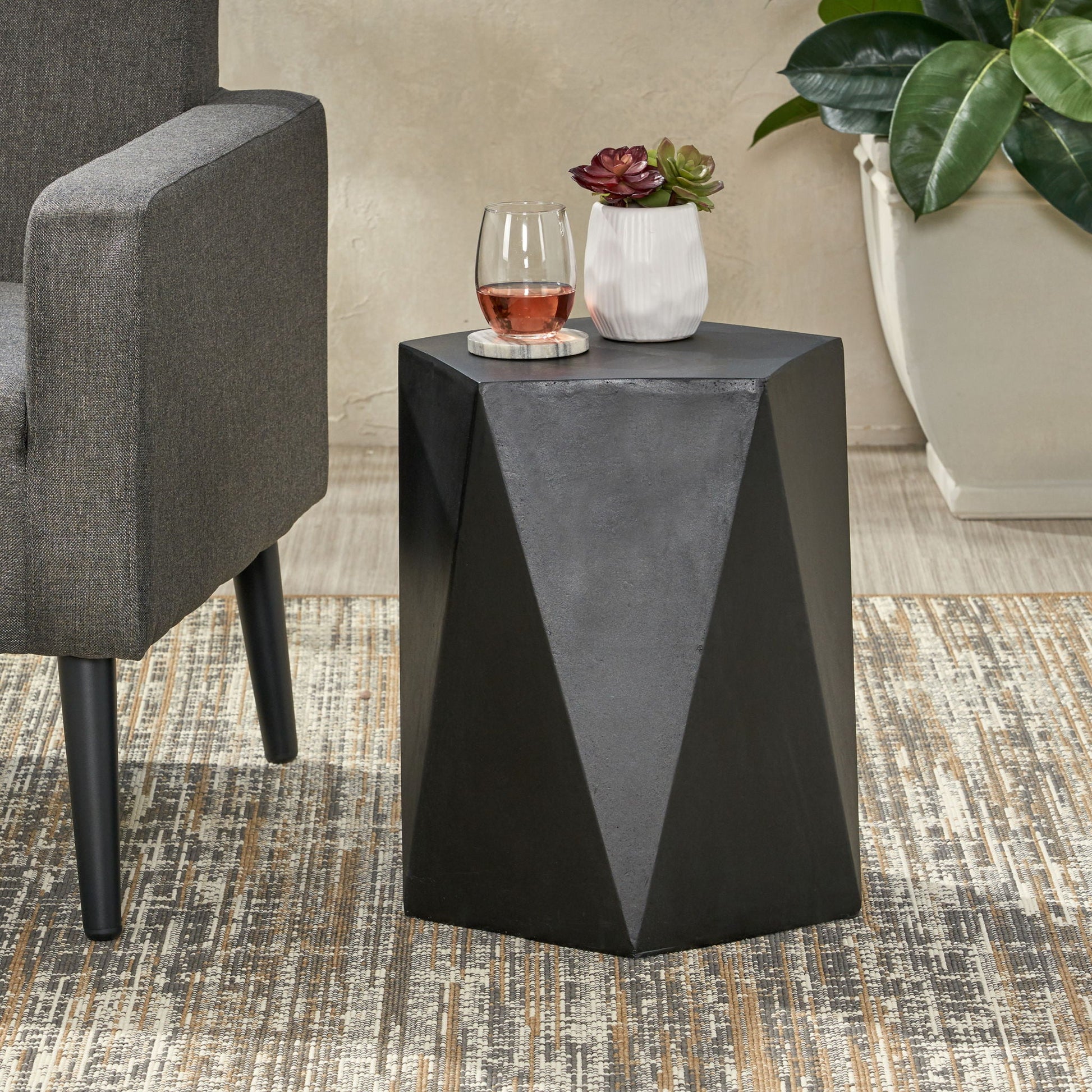 Side Table With Geometric Design Noble House