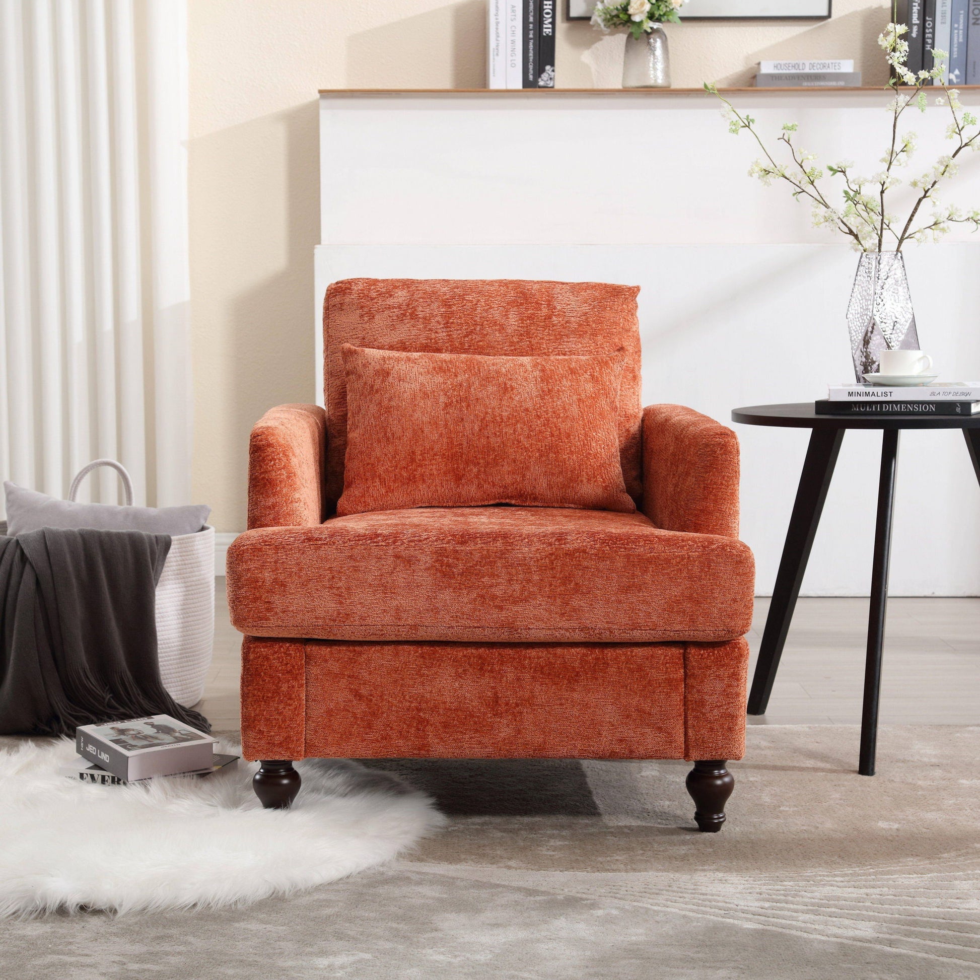 Modern Mid Century Wood Frame Armchair With Tufted Design Home Essentials