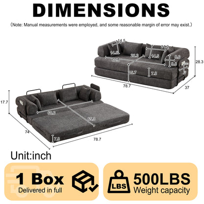 Convertible Sleeper Sofa Bed With Cylindrical Pillow Home Essentials