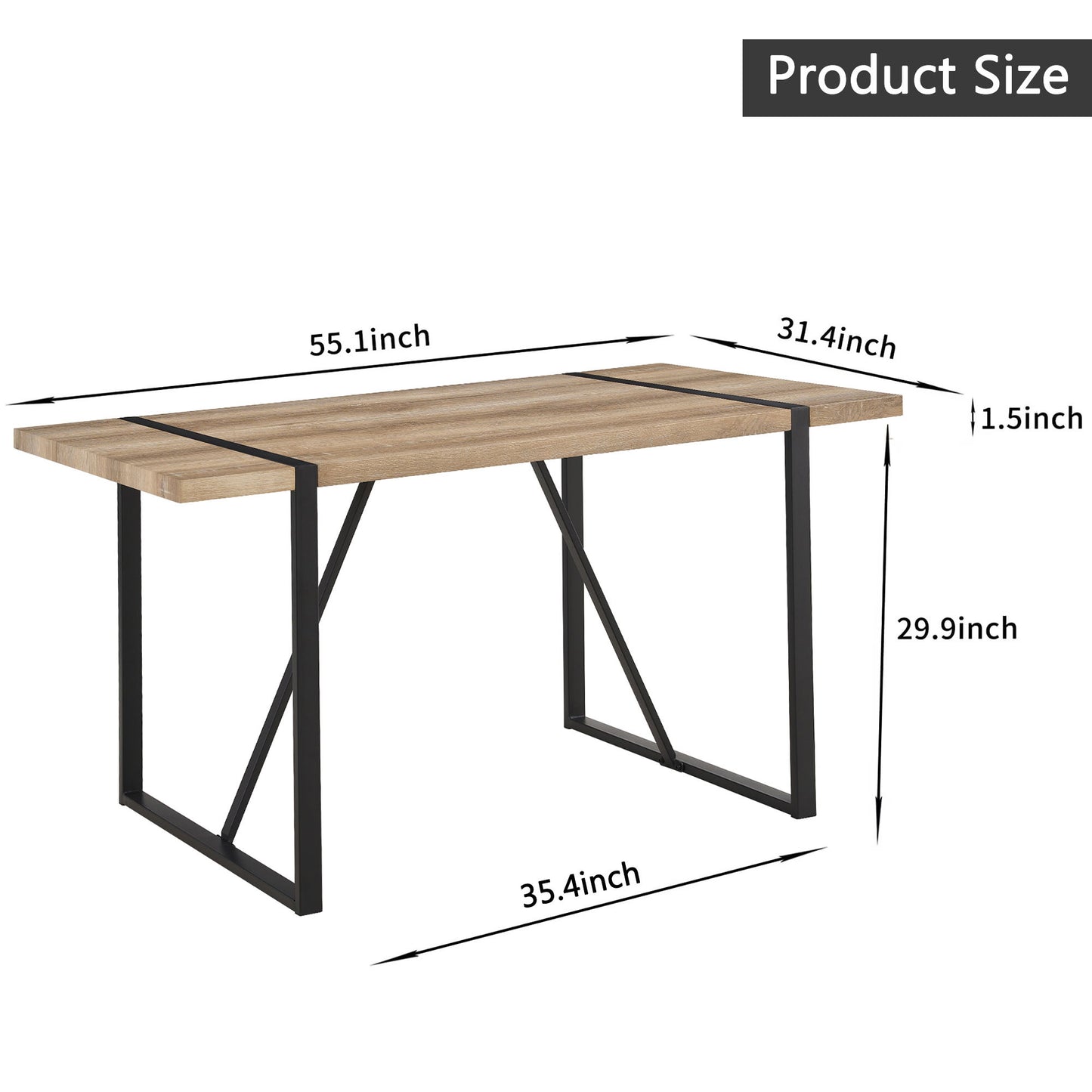 Modern Dining Table With Black Metal Legs For 4 - 6 Person Home Essentials