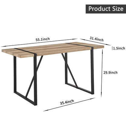 Modern Dining Table With Black Metal Legs For 4 - 6 Person Home Essentials