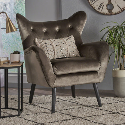 Alyssa - Mid Century Upholstered Arm Chair With Wingback Design Noble House