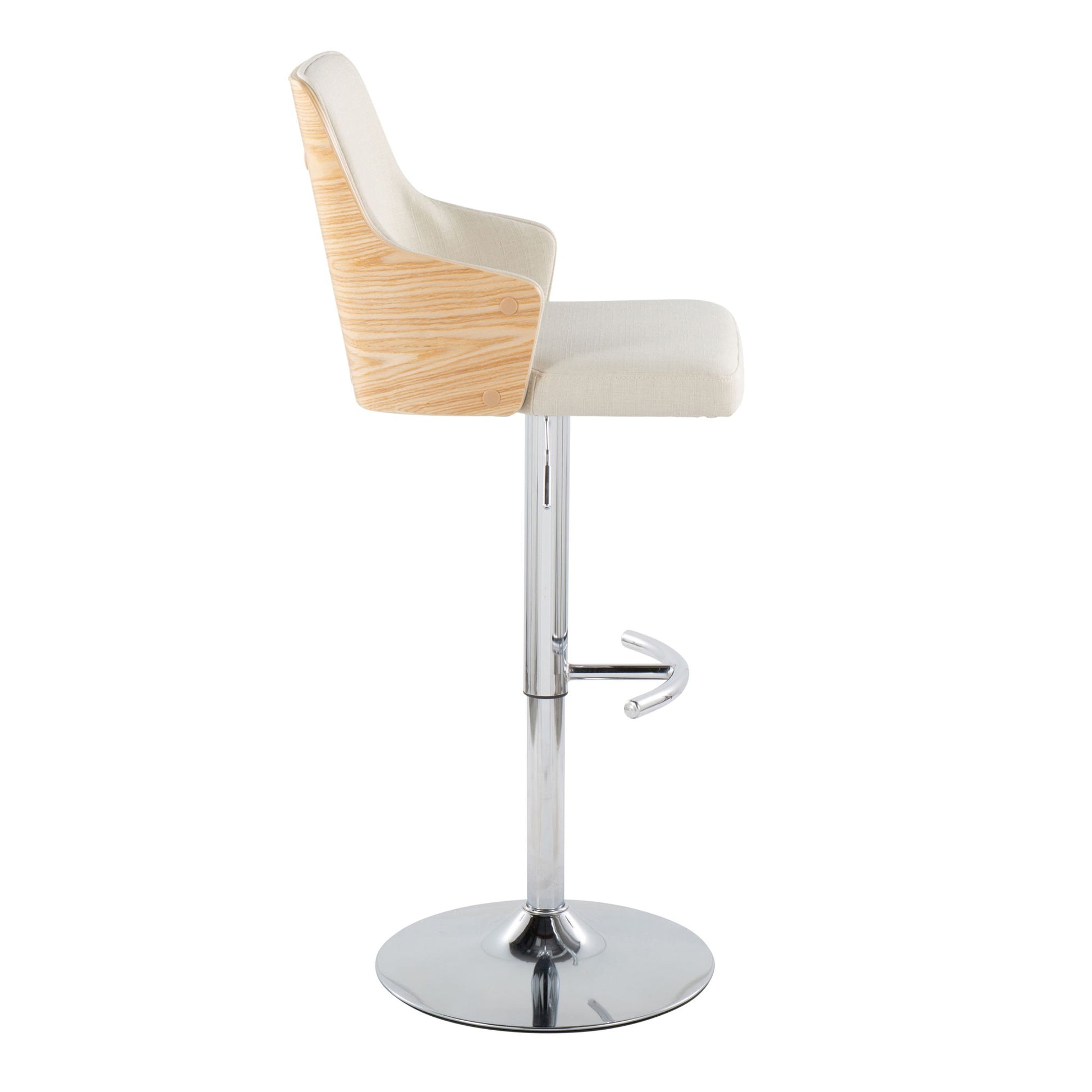 Stella - Contemporary Adjustable Barstool Stool With Swivel & Rounded T Footrest (Set of 2) Lumi Source