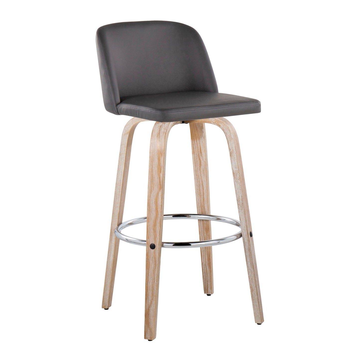 Toriano - Contemporary Fixed Height Barstool With Swivel & Round Footrest (Set of 2) Lumi Source