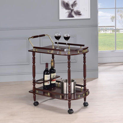 Palmer - 2-Tier Rectangular Wood Bar Cart - Merlot CoasterEveryday